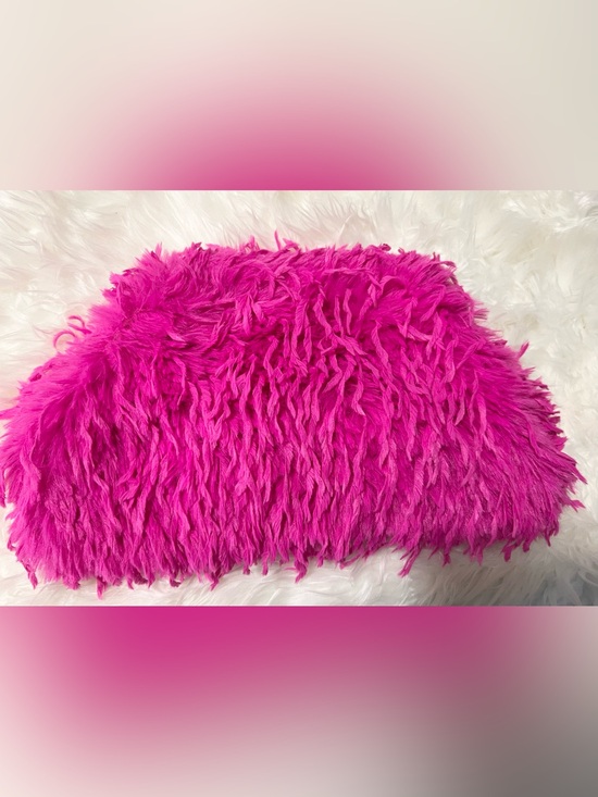 Handbags - Fuchsia Shag Faux Fur Clutch Purse